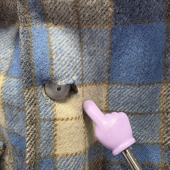 Vintage Chippewa Woolen Mills Jacket Mens Large Blue Gray Wool Plaid Shacket - Picture 8 of 11